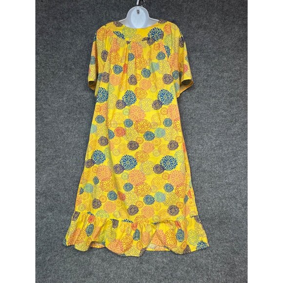 Anthony Richards Womens Nightgown Large Yellow  Floral  Cotton/Polyester Blend - Picture 2 of 15